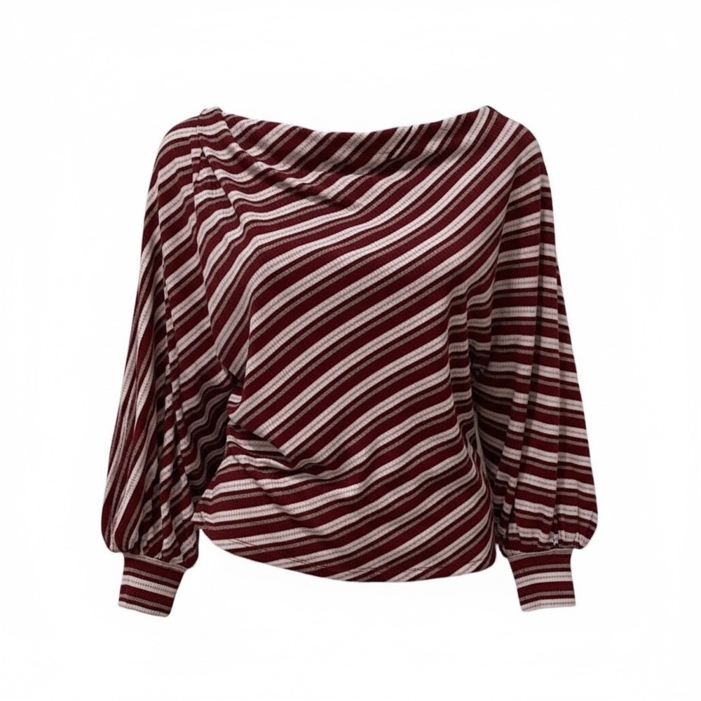 Umgee NWT maroon striped off the shoulder sweater, small